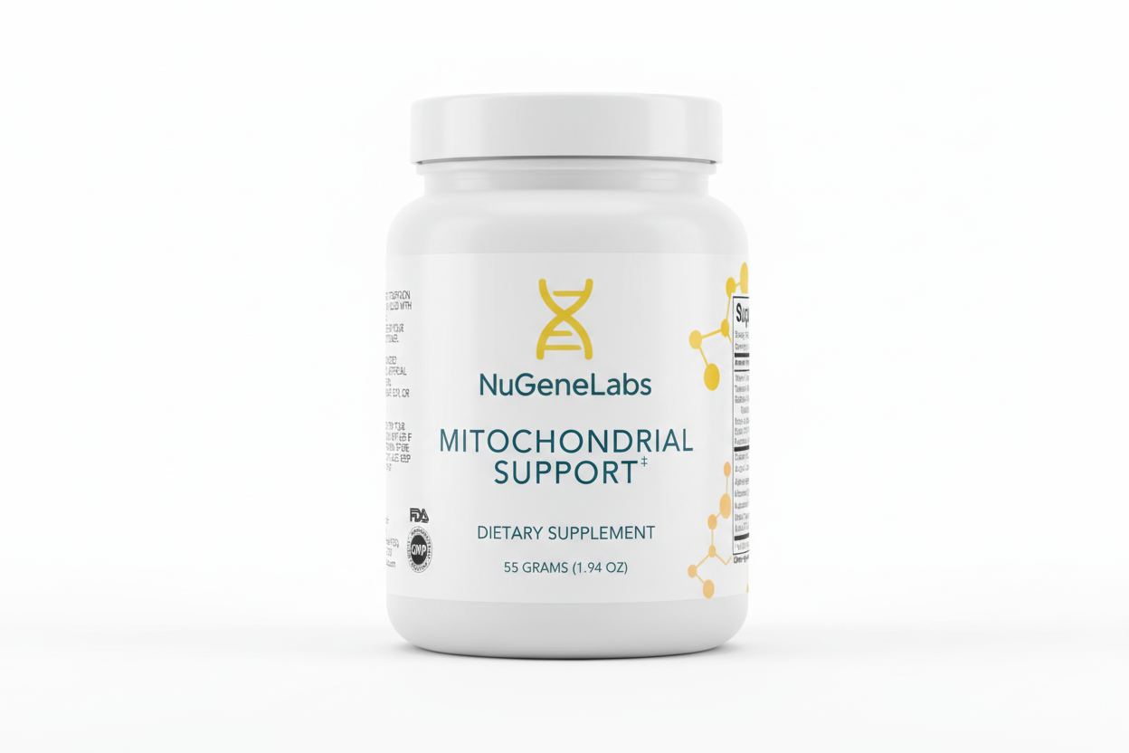 NuGeneLabs mitochondrial support dietary supplement label with supplement facts.