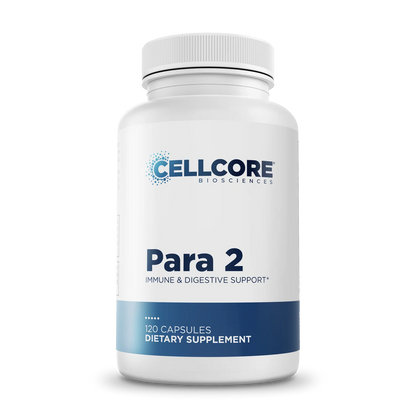 Supplement bottle labeled 'Para 2' by Cellcore Biosciences on a white background