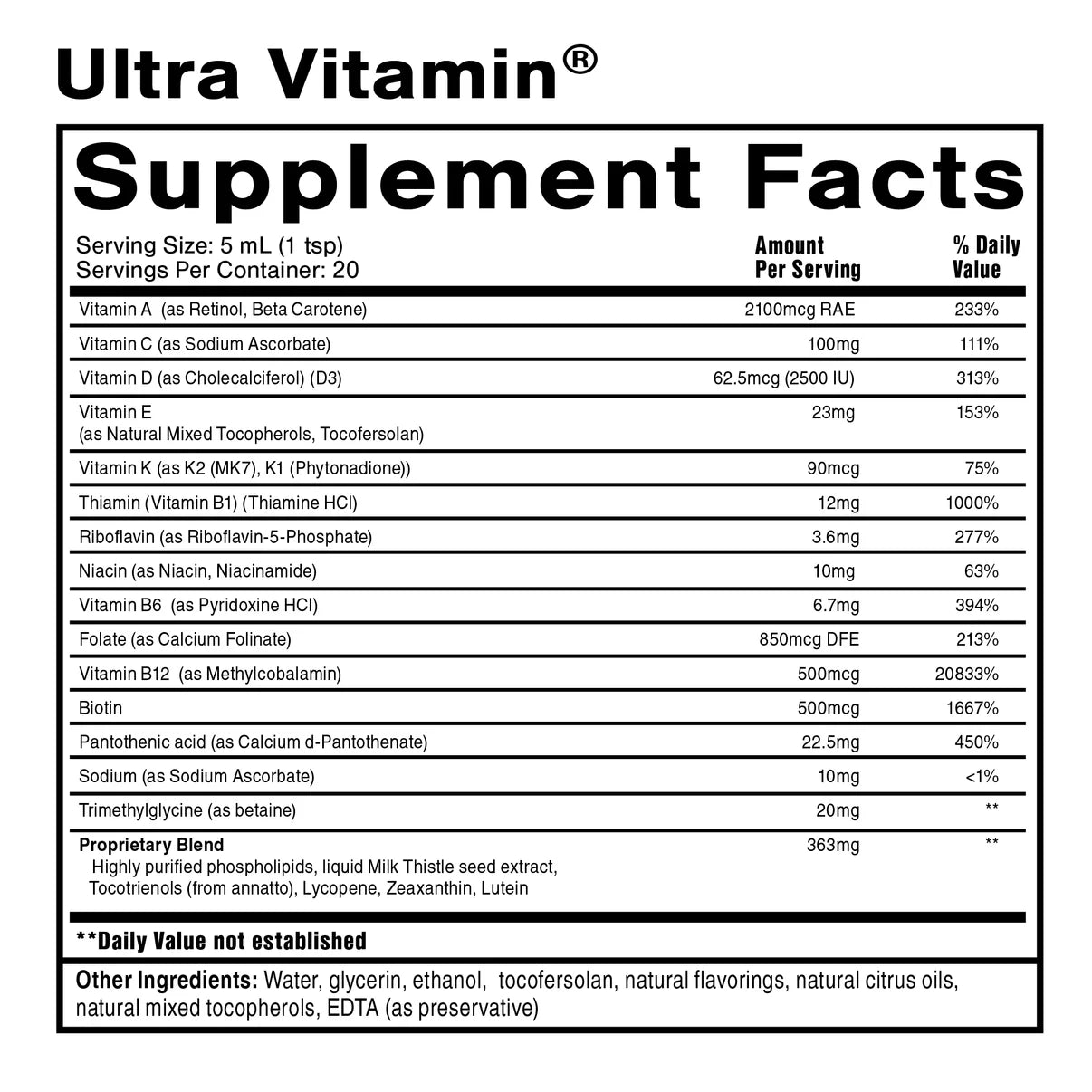 Ultra Vitamin® supplement facts