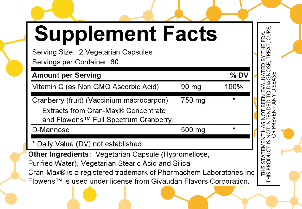 NuGeneLabs urinary care supplement facts label with ingredients and dosing information.