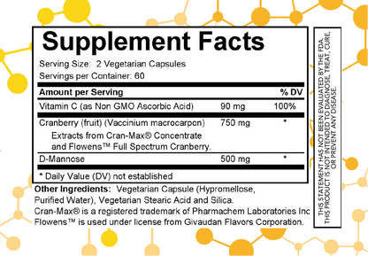 NuGeneLabs urinary care supplement facts label with ingredients and dosing information.